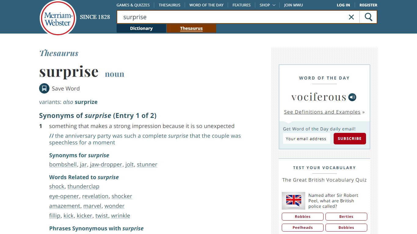 82 Synonyms of SURPRISE | Merriam-Webster Thesaurus