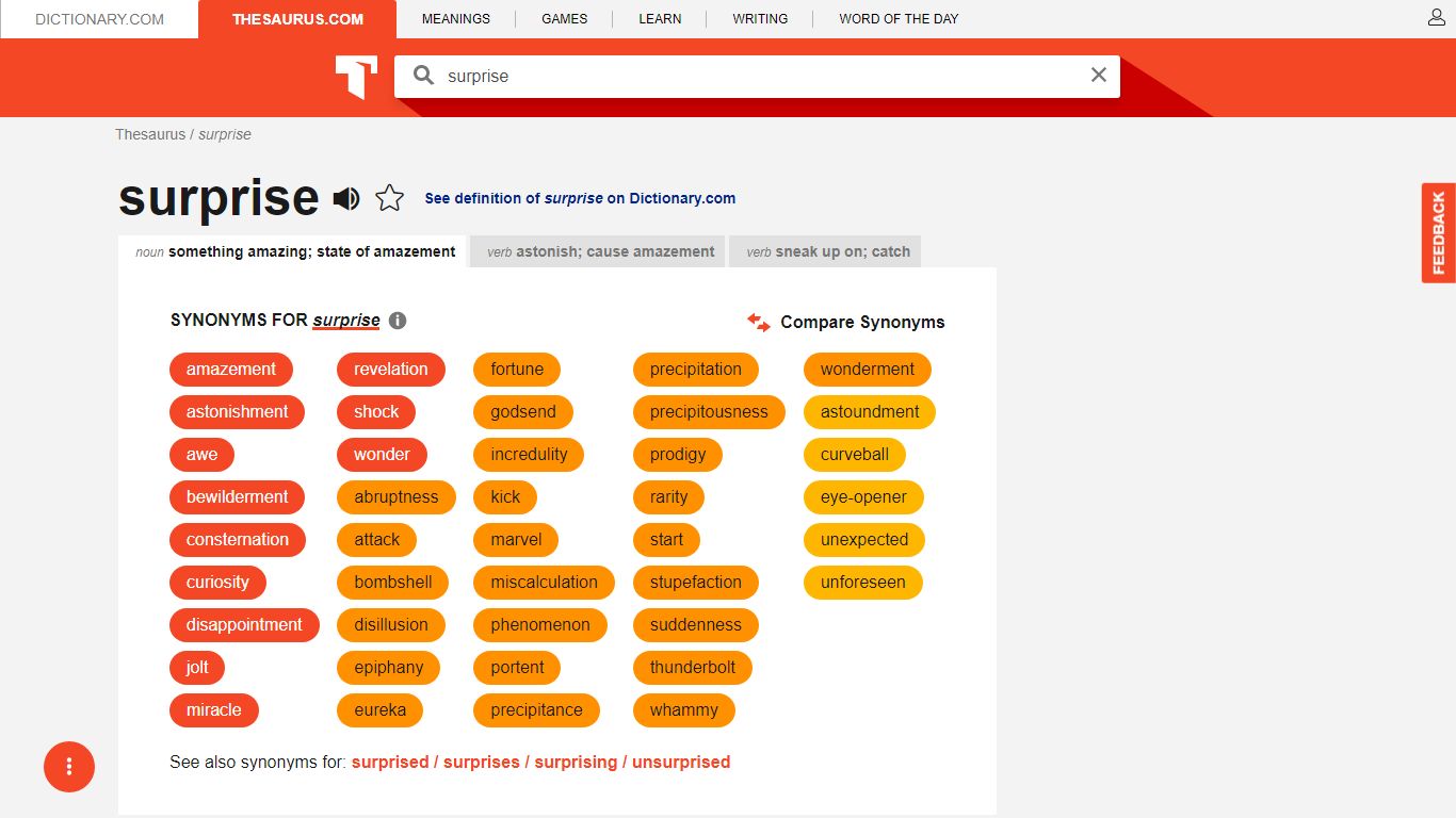 SURPRISE Synonyms: 133 Synonyms & Antonyms for SURPRISE - Thesaurus.com