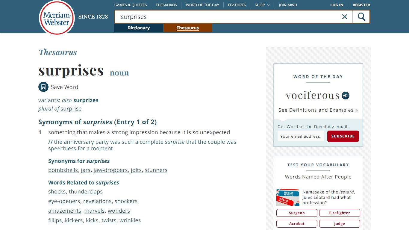 82 Synonyms of SURPRISES | Merriam-Webster Thesaurus