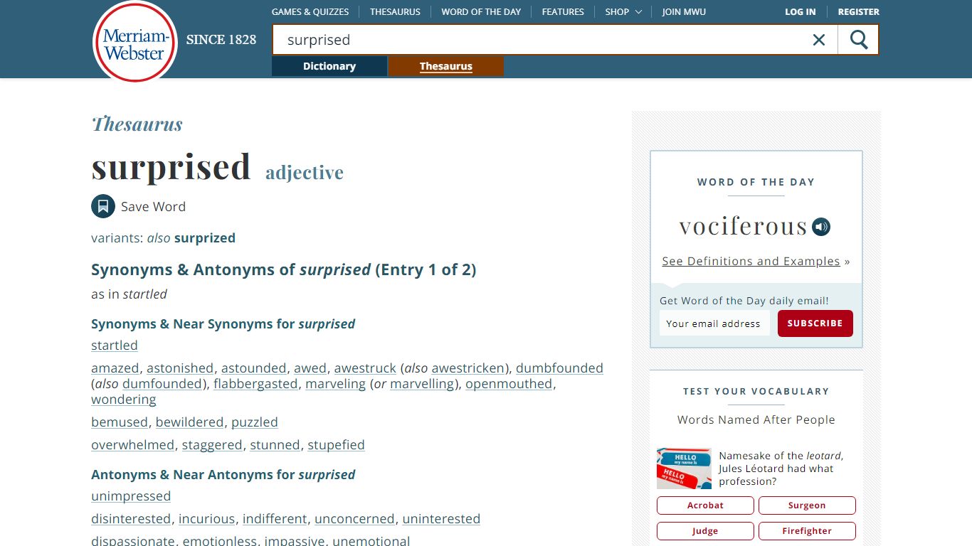 77 Synonyms & Antonyms of SURPRISED - Merriam-Webster